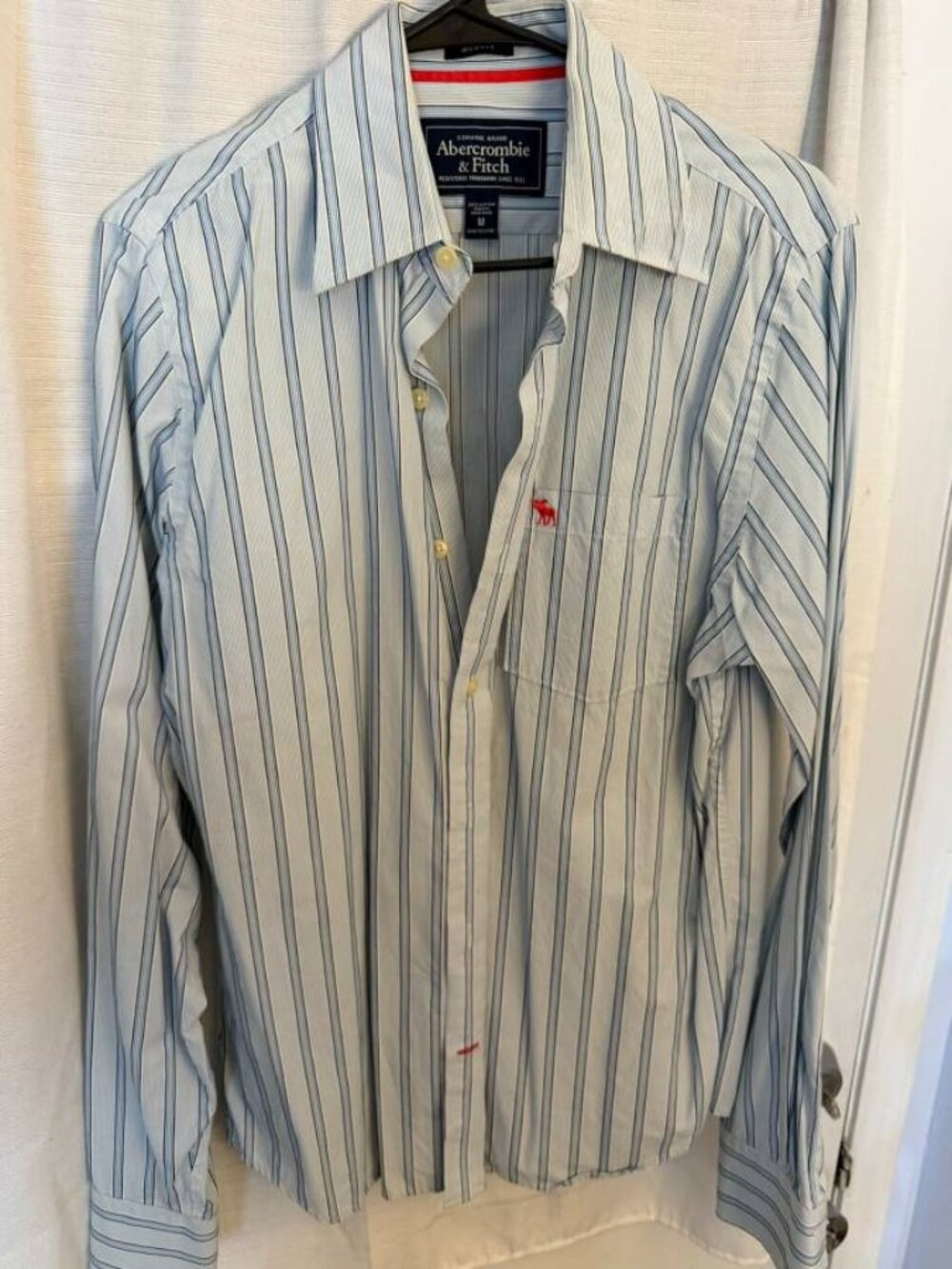 Abercrombie & Fitch - Plaid Shirt - Medium- Blue w/ Blue Stripes